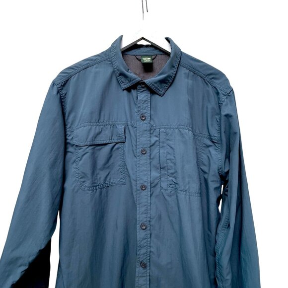 EMS Eastern Mountain Sports Mens Utility Shirt Large Teal Blue Nylon Mesh Hiking - Picture 9 of 11